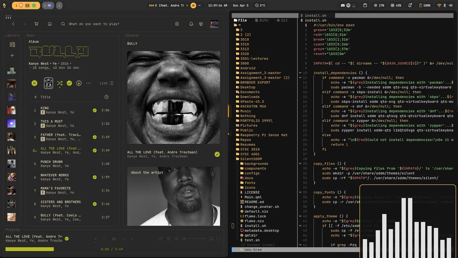 Terminal multiplexing with a matched palette